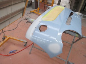 ダイハツミラココア 凹みの 板金塗装修理