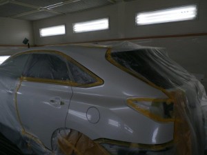 レクサスRX 新車左リヤドア 鈑金塗装ヘコミ修理