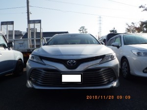 カムリ前回り損傷、レーダー交換及びエイミング作業